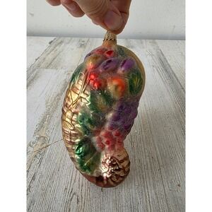 Vintage Germany cornucopia glass ornament glitter sugared Thanksgiving Xmas tree